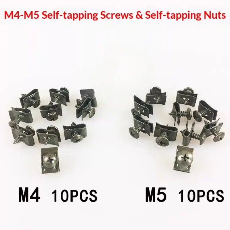 

Universal 10pcs/set M4 M5 Motorcycle Car Spring Metal Retainer Screw U-Type Clips Fit Hole Self-tapping for Honda Yamaha Suzuki