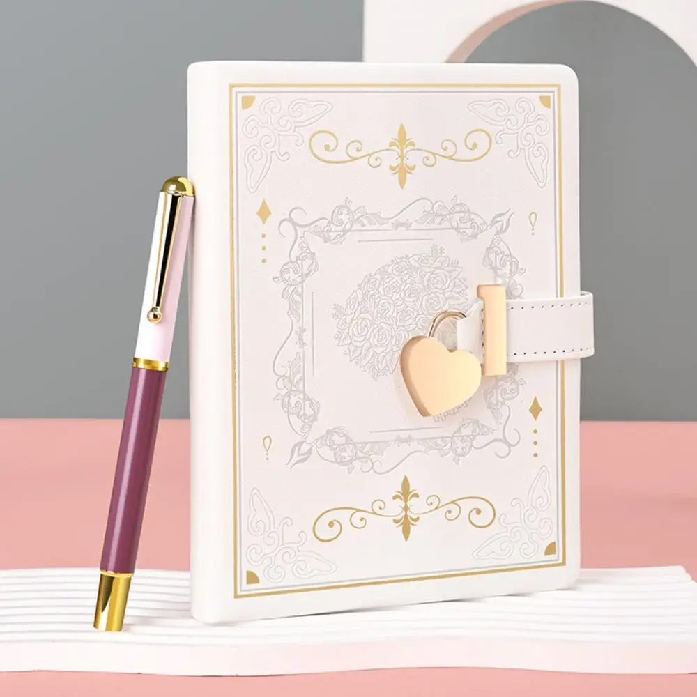 

Personal B6 Diary Book 288 Pages Dirt-proof Memo Notebook with Lock PU Leather Word Book Women