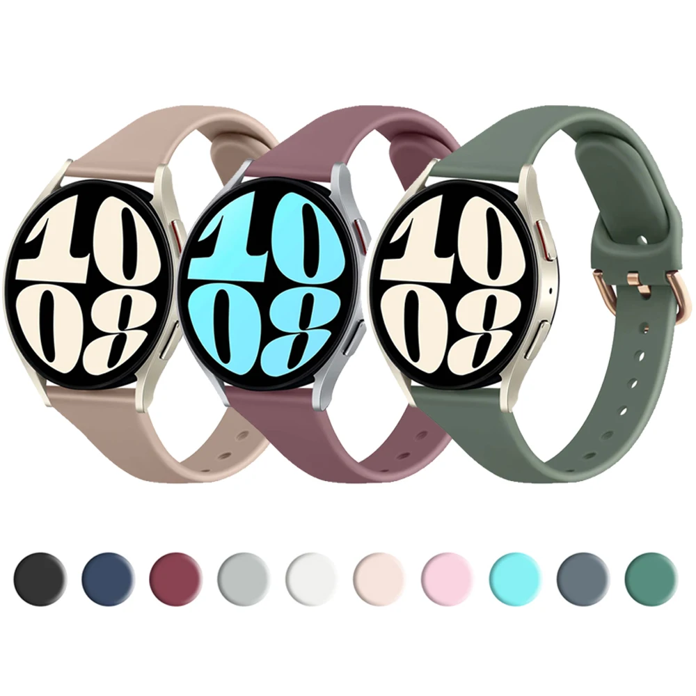 20mm Slim Silicone Strap For Samsung Galaxy Watch 6 Classic 3 4 5 Pro 45mm 47mm 43mm 44mm Strap For Active 2/watch 42mm Bracelet