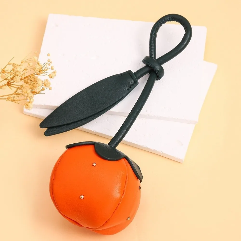 Exquisite Leather Persimmons Bag Charm Fruit Shape Elegant Fashionable Bag Pendant All-Match Grapes Hanging Decoration Keychain