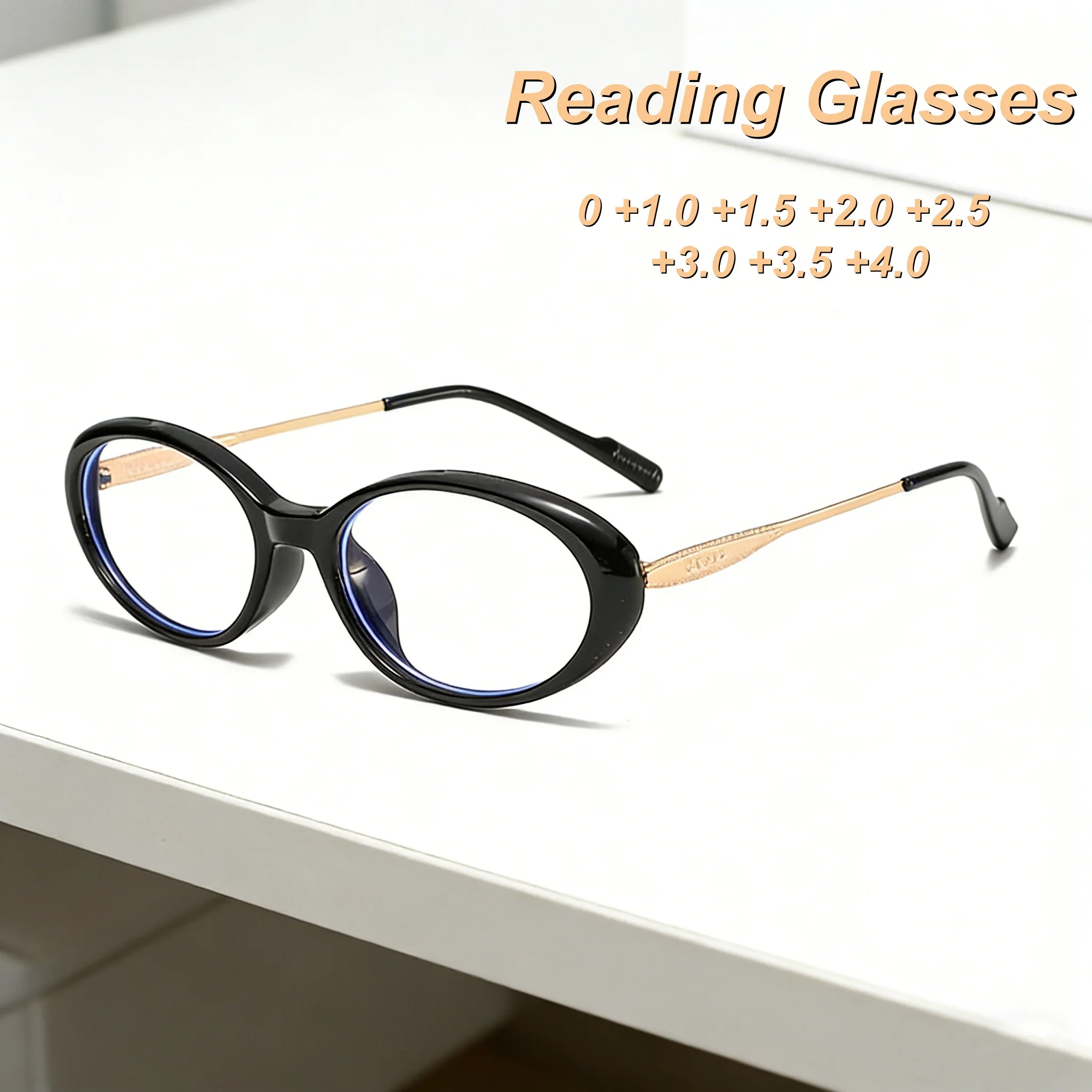 

2026 New Fashion HD Elliptical Frame Women's Reading Glasses Ultra Light Neutral High Quality Cat Eye Anti Blue Light Glasses