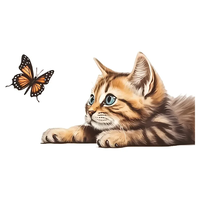 The Wonderful Interaction Between Butterflies And Kittens-Perfect for Decorating Car Windows, Laptops, And Personalized Stickers