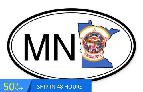 

Minnesota State Flag Oval Unique Boat Car Camper Van Bumper Waterproof Vinyl Decal Gift Vintage Retro Cute