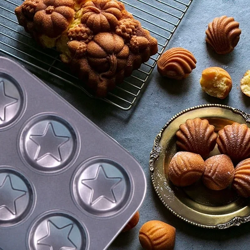 

6cup Star Shapes Baking Tools Pentagram Mousse Cake Pan Non-Stick Madeline Mold Pastry Tray Mini Donut Bakeware Muffin