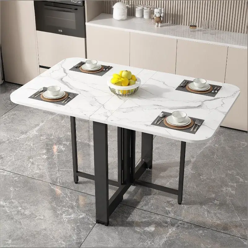 

Folding dining table, suitable for small homes, multifunctional, movable rectangular dining table