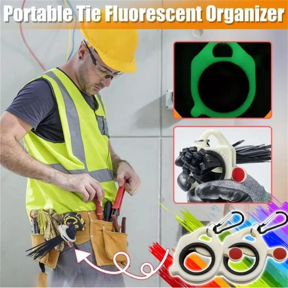 Portable Zip Ties Organizer Cable Tie Storage Portable Fluorescent Storage Cable Tie Holder Cable Tie Storage Tool Dropshipping