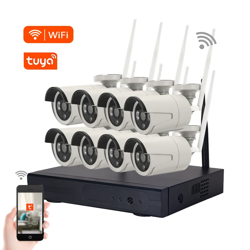 New arrival tuya smart HD CCTV  Security IP  Wireless  Kits CCTV System 4ch Wifi NVR Kit