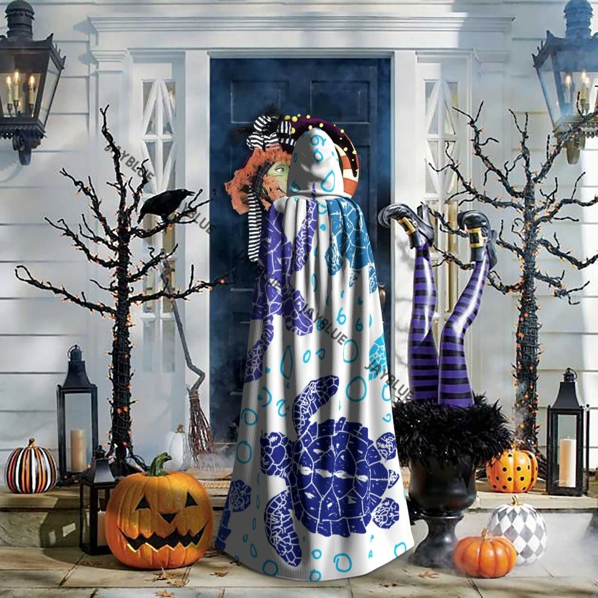 Hooded Cloak Unisex Cloak with Hood Blue Sea Turtles Cloak Vampire Witch Cape Cosplay Costume - view 5