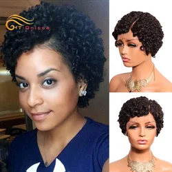 Short Pixie Cut Wigs Human Hair 6 Inch Curly Lace Front Human Hair Wigs For Women Brazilian Natural Black Hair 13x1 Lace Wigs