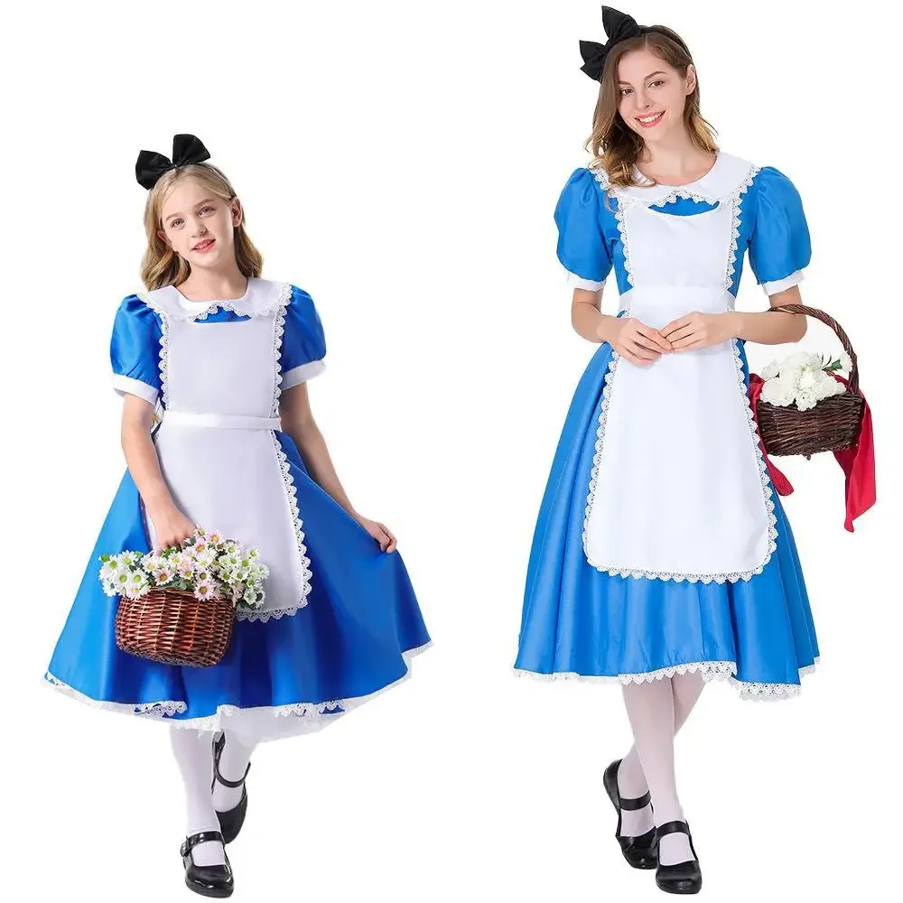 

Child Adult Anime Maid Blue Dress Cosplay Costume