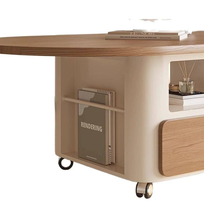 

French antique solid wood coffee table, oval, living room household small apartment