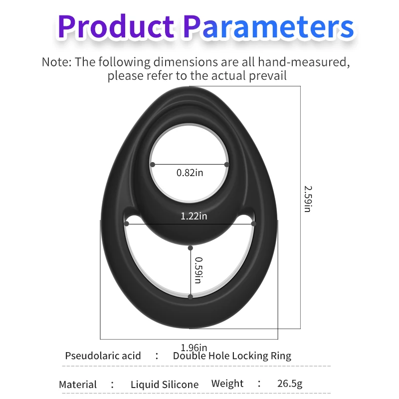 Double Hole Ring Silicone Cock Penis Rings Testis Restraint Erection Lasting Time Delay Ejaculation Ball Stretcher Male Sex Toys - view 6