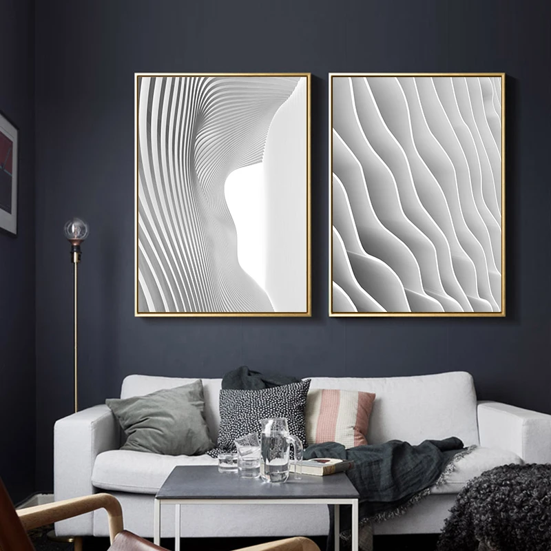 

2pcs/Setsimple White Abstract Patterned Canvas Poster Wall Art Paintings, Modern Nordic Living Room Room Home Decoration, Murals