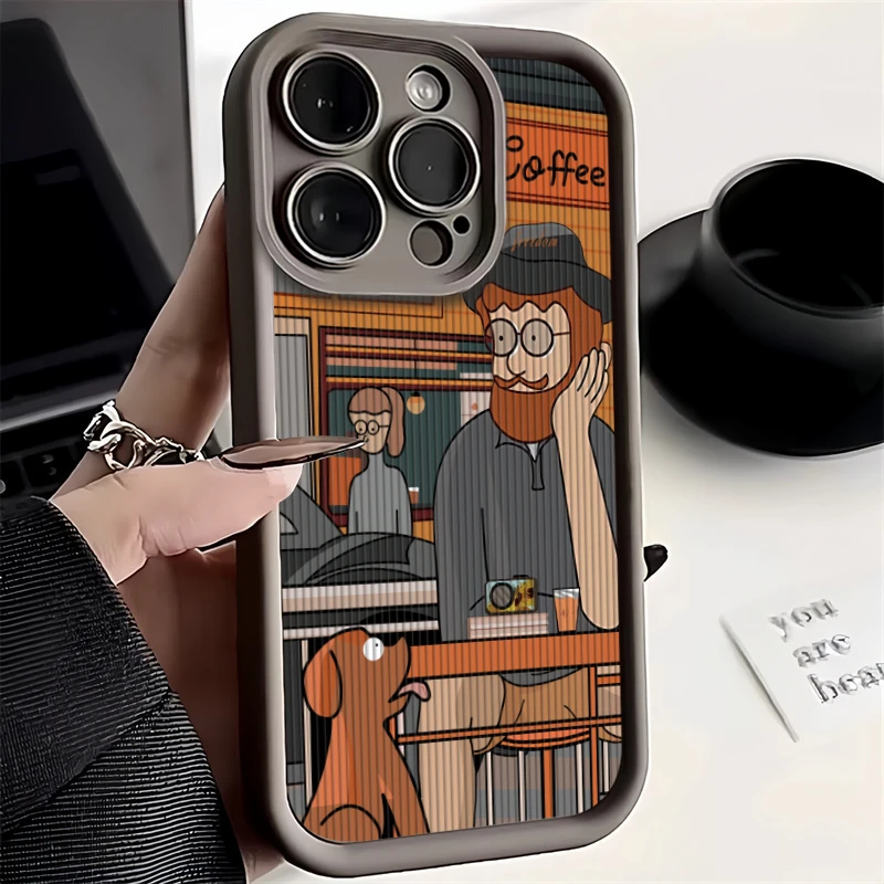 Uncle Beard Oil Painting Art Phone Case For iPhone 11 12 13 14 15ProMax X XR XSMax 15 7/8plus All inclusive anti-drop phone case