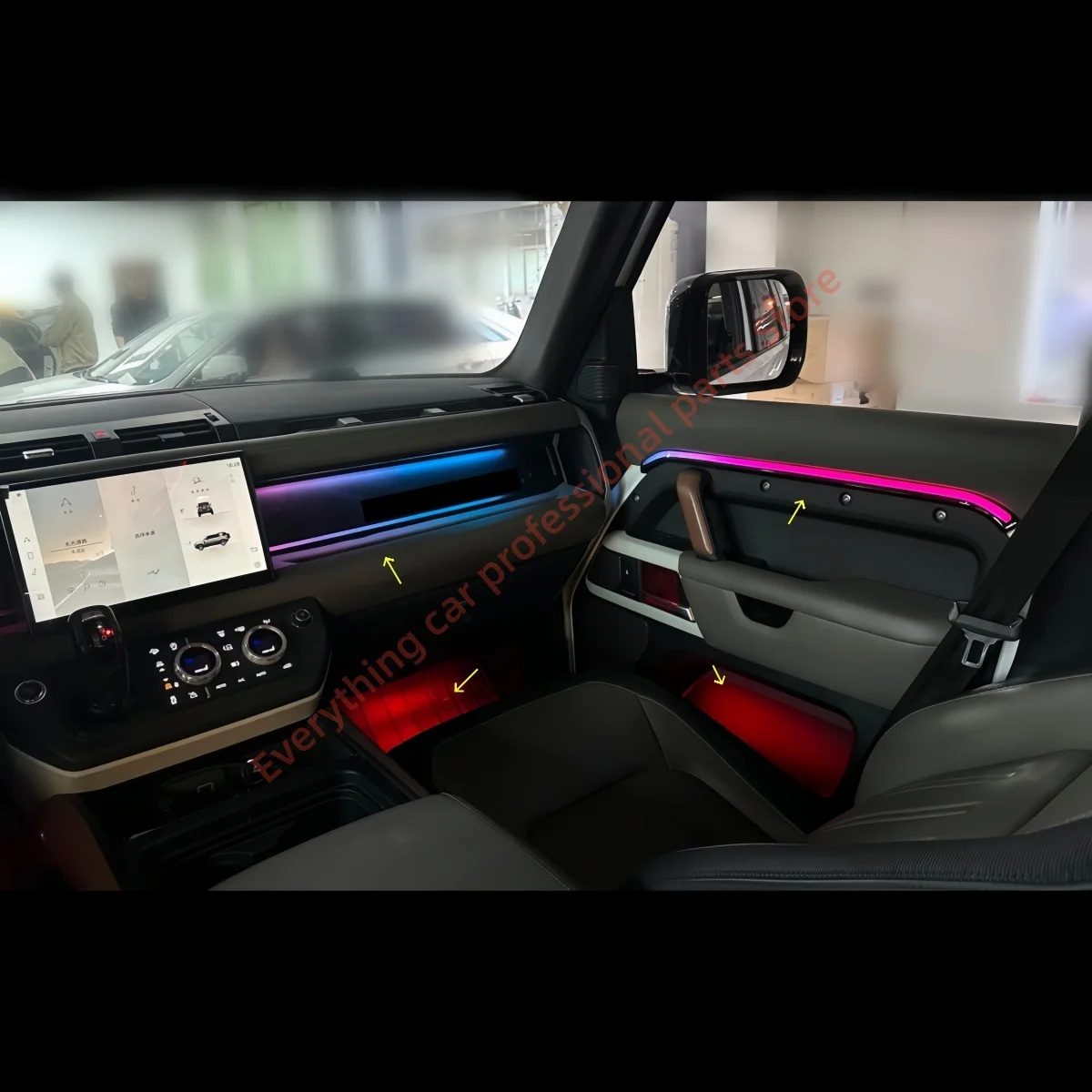 Car LED Ambient light for Land Rover Defender Starry door trim 64-color Interior lights Atmosphere parts modification