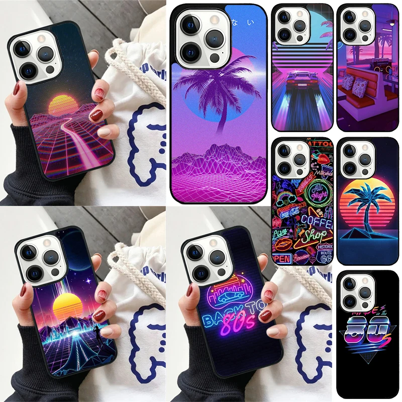 Neon Retrowave 80s Vintage Art Cover For iPhone 16 13 14 15 Pro Max 12 Mini 11 15 Pro Max 6 7 8 Plus Max SE 2020 Phone Case