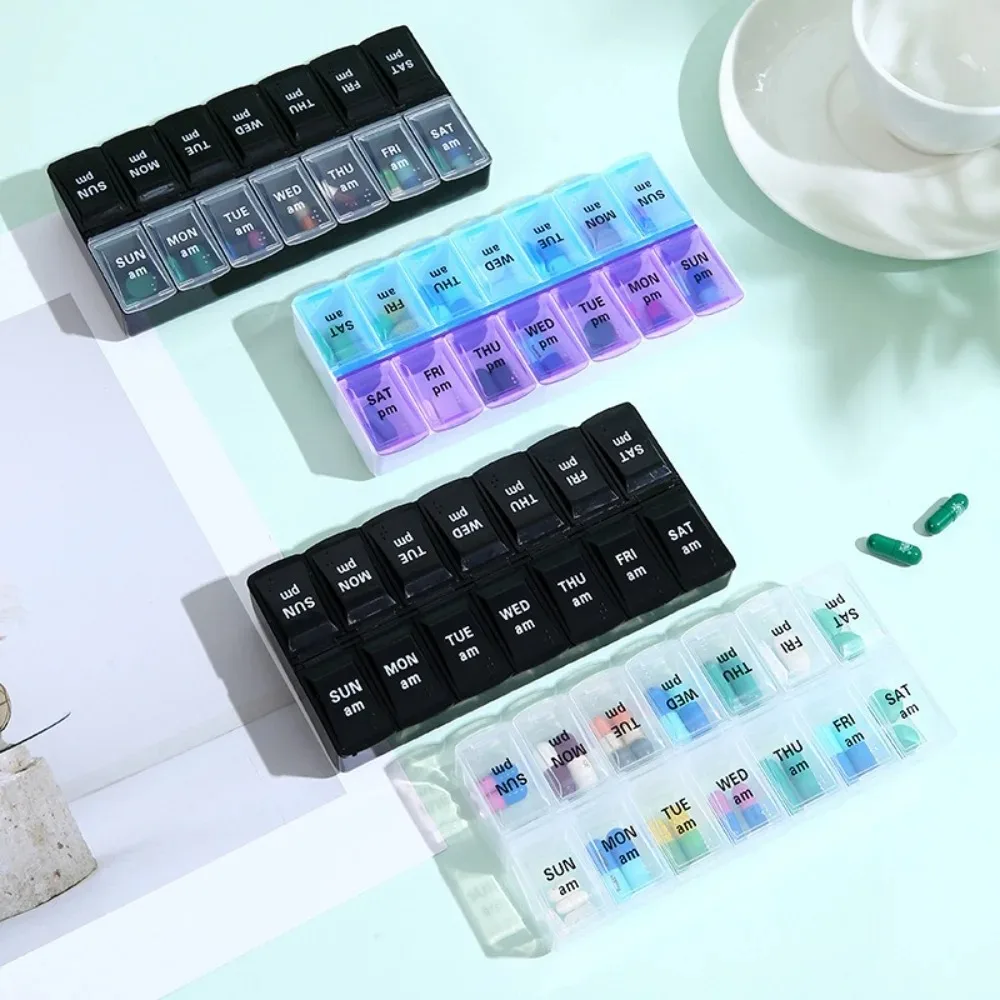 New Hot Premium Portable Large Weekly 7 Day 14 Grids Pill Box Organizer Cases Storage for Medicine Vitamin Supplements FishOils