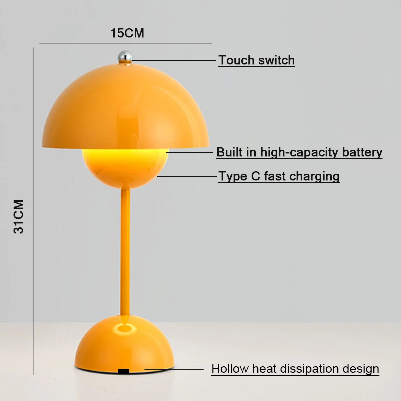 Imagem -04 - Cogumelo Led Table Lamp Flor Bud Toque Regulável Usb Recarregável Decoração do Quarto Iluminação Interior Luz Noturna