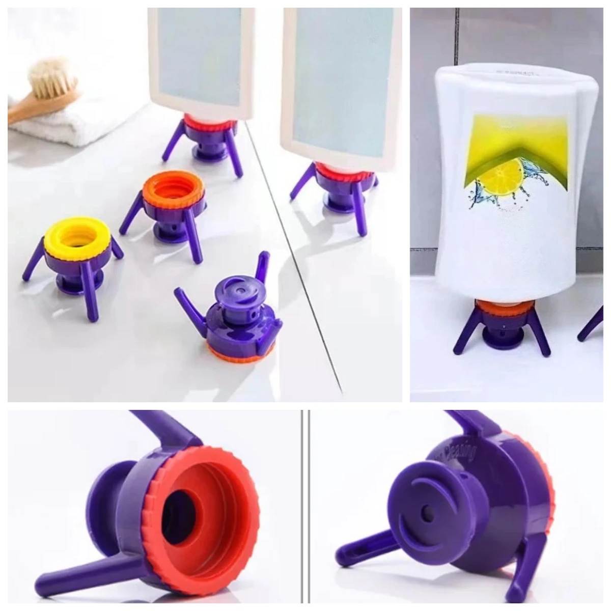 3Pcs/Set Bottle Emptying Kit Practical Evacuation Cap Down Bottle Dispenser Cap for Shampoo Lotion Containers