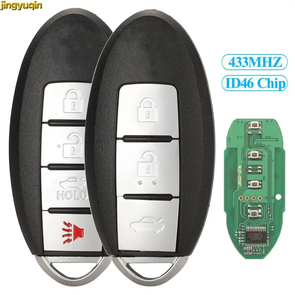 

Jingyuqin Remote Car Key Fob Control 433MHZ ID46 PCF7952 For Nissan Bluebird Sylphy Sentra 2014 Smart Case 3/4 Buttons