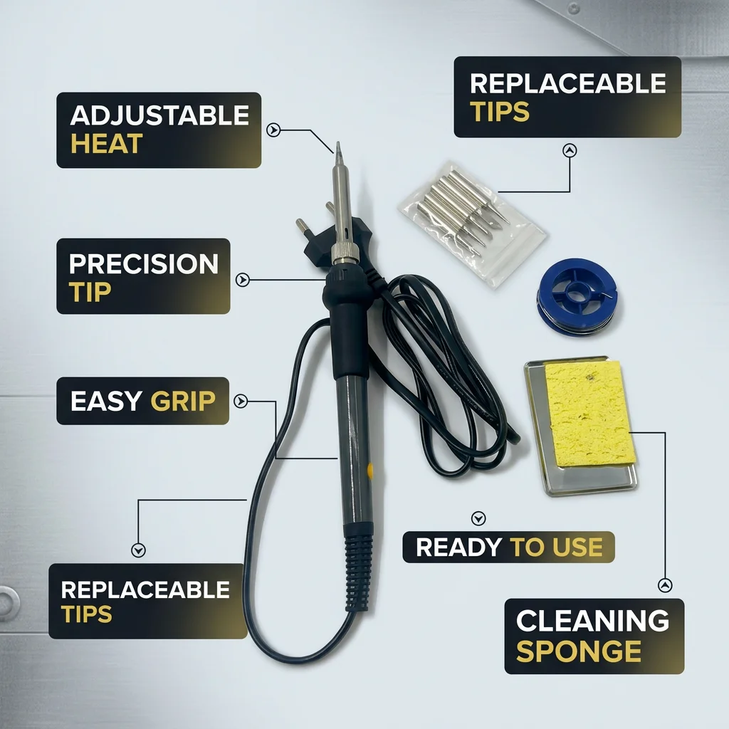 1/5pcs 60W Adjustable Temperature Electric Soldering Iron EU 220V Welding Iron Rework Station Heat Pen Tips DIY for Repairing