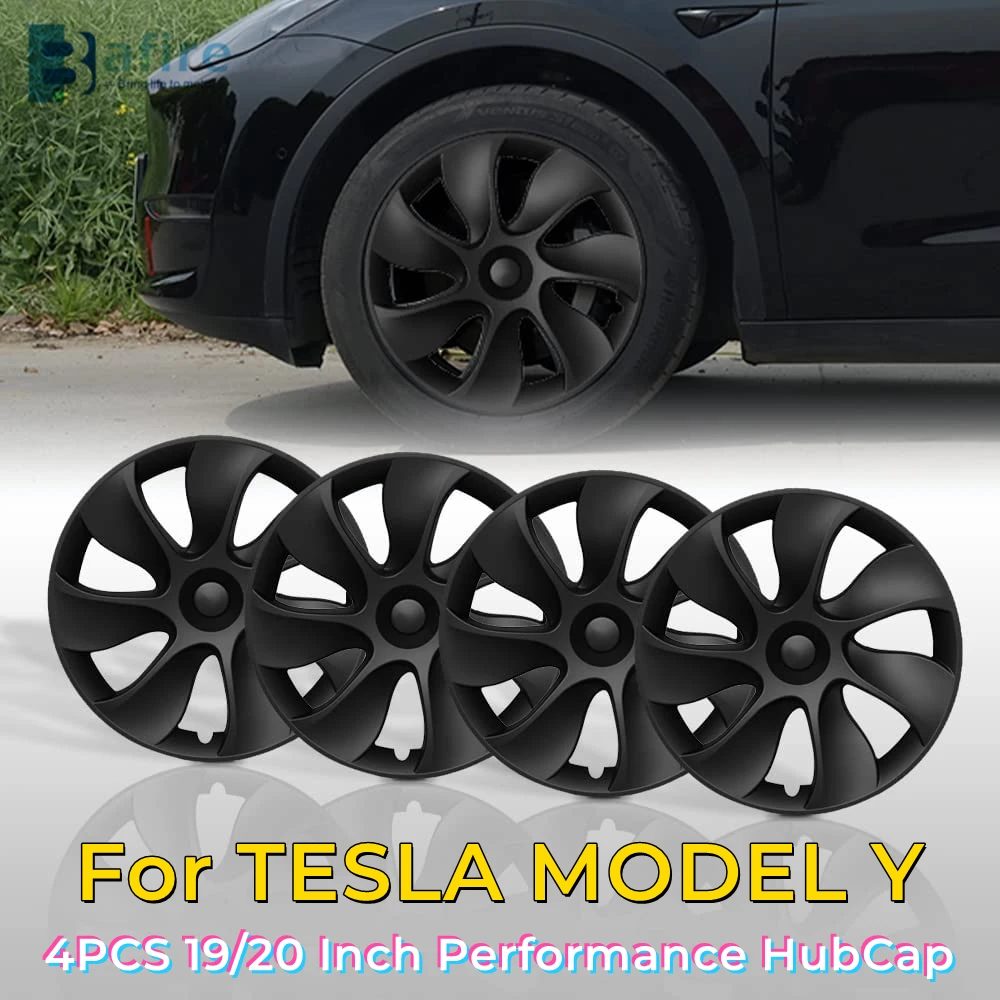 

For Model Y Hubcap 19 Inch 4PCS Performance For Tesla Model Y Uberturbine Hub Cap Replacement Wheel Caps Protector Cover Kit