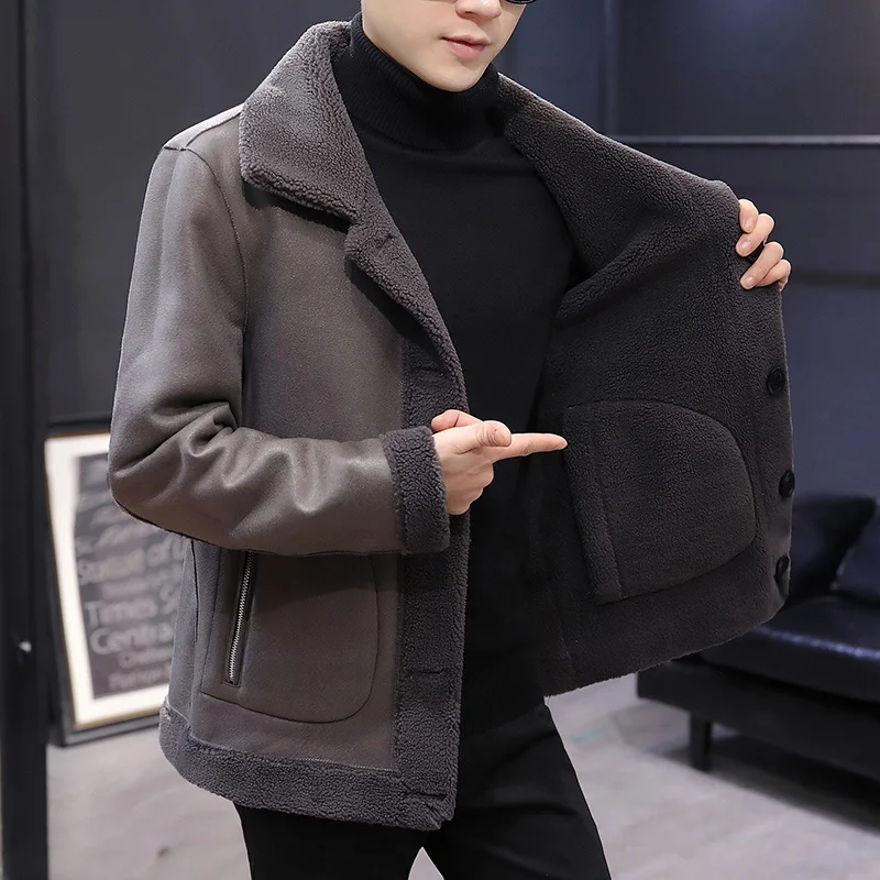 

Double-Sided Wear Men's Jaet Particle Fce Leather Fur Inteated Collar Casual Mid-Aged Trendy Autumn Winter New Arrival