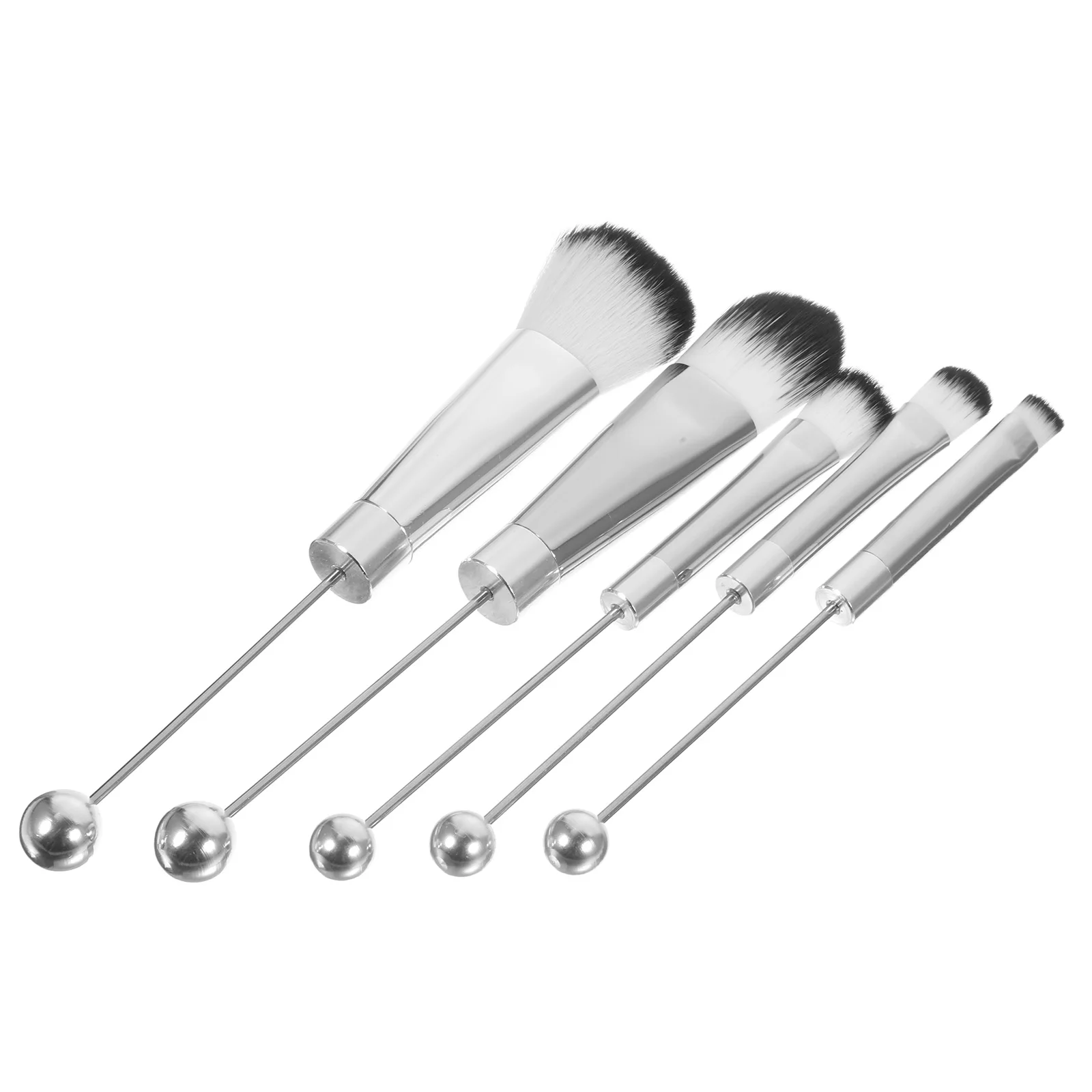 Set di pennelli per trucco da 5 pezzi Setole morbide Robusto manico in metallo Ideale per il viso Ombretto Blush Correttore in polvere Pennello per trucco