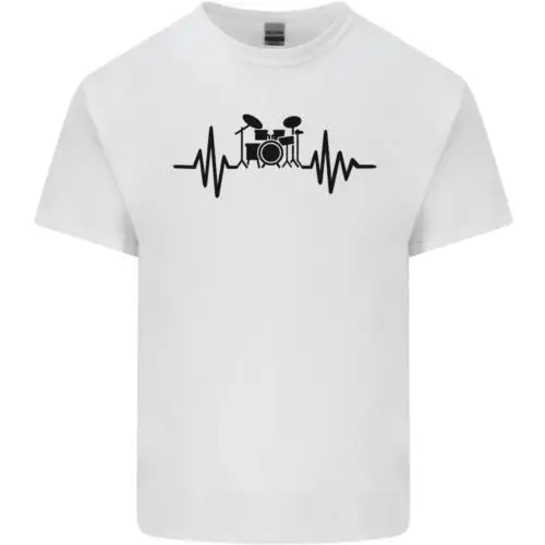 Drum Kit Pulse ECG Drummer Drumming drum Mens Cotton T-Shirt Tee Top