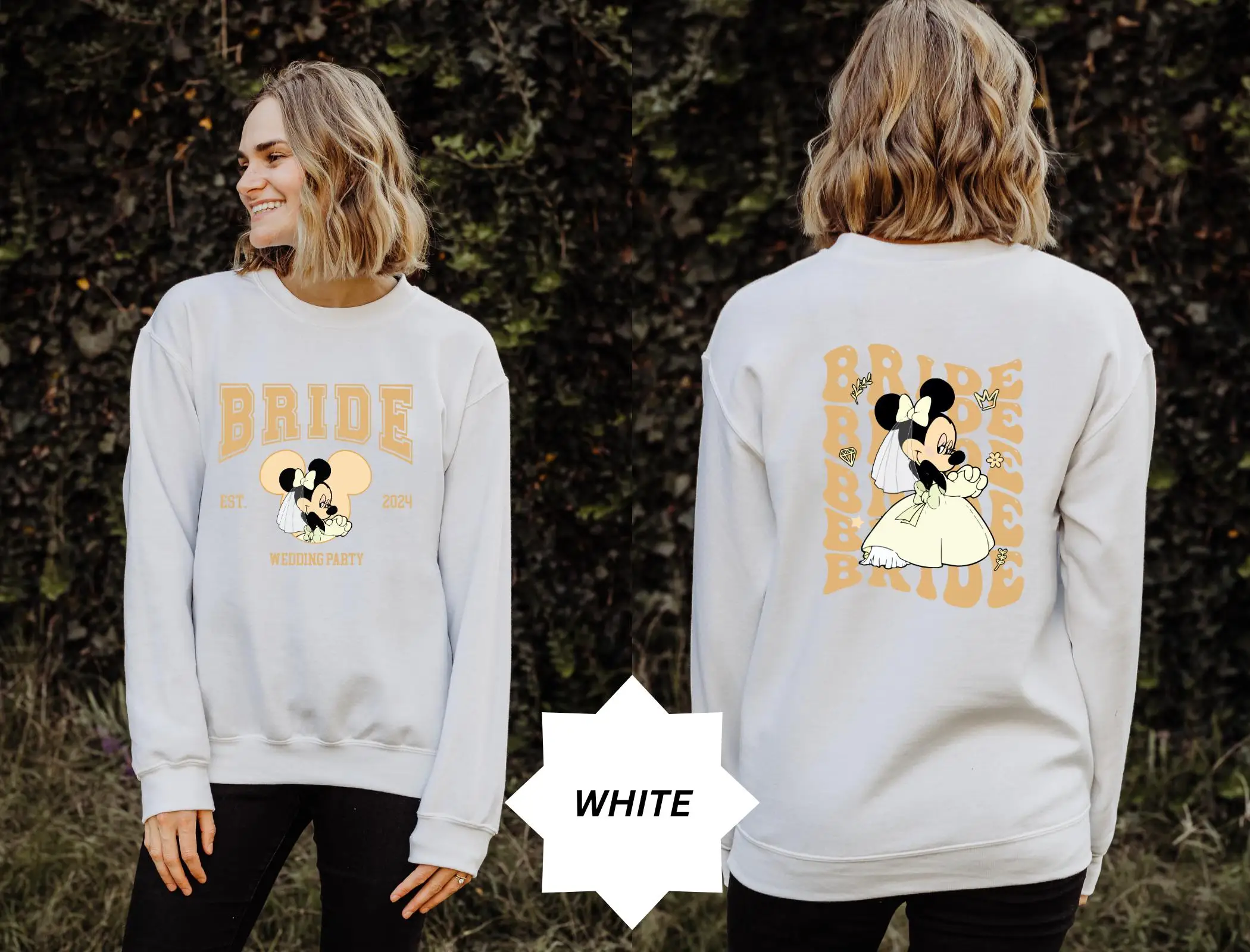 

Рубашка для невесты с Минни Диснея, толстовка для девичника, рубашка для невесты с мини-мышкой, рубашка для жениха с Микки Маусом