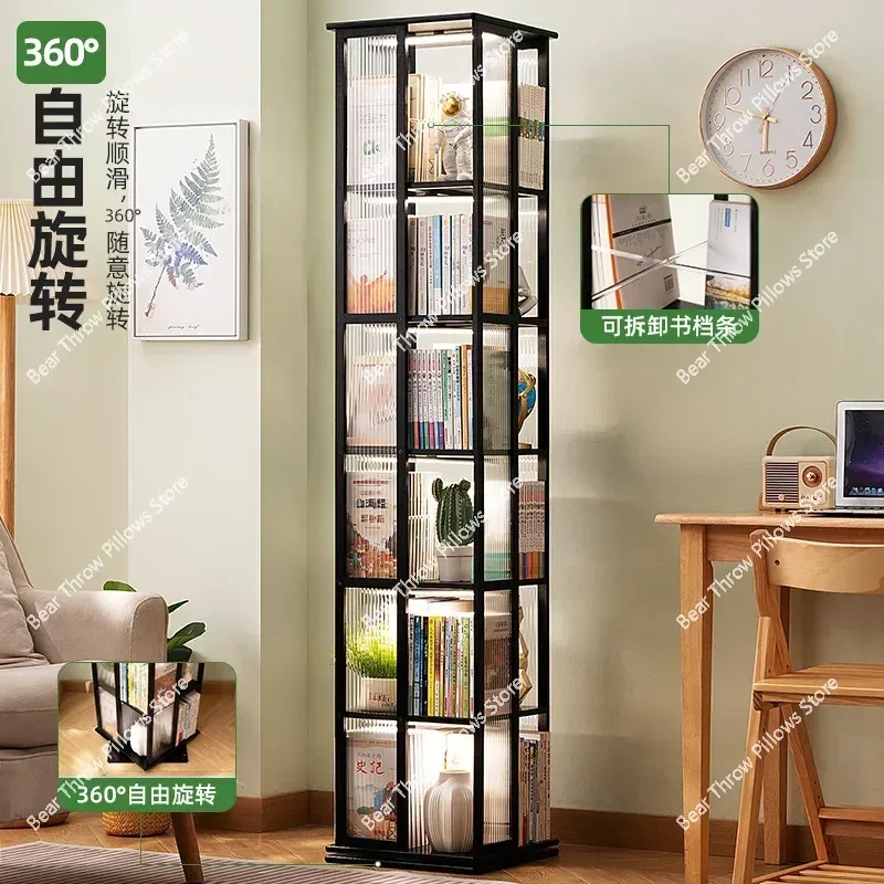 Rotary Bookshelf Floor Household Simple Book Shelf Storage Multi-layer Wooden Bookcase Headboards Librero Industrial Furniture