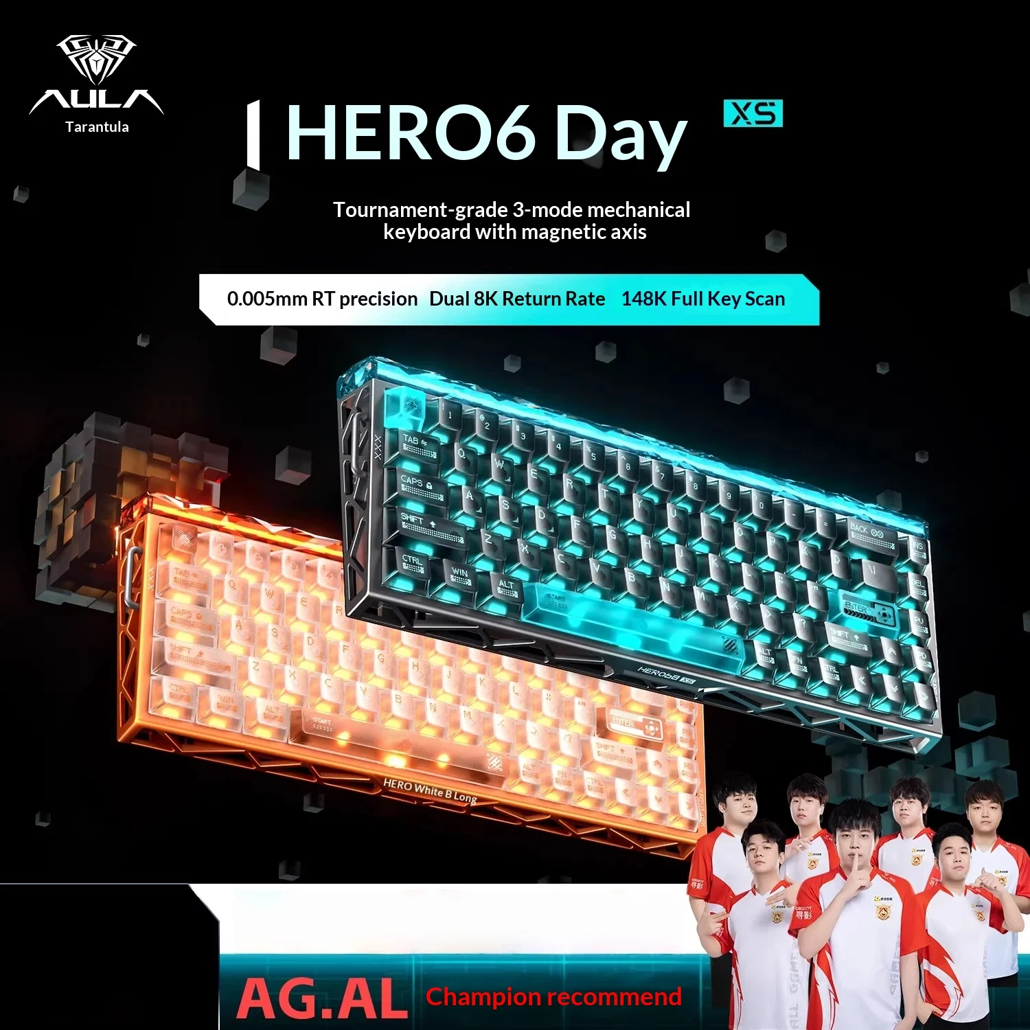 AULA HERO68 XS Magnetic Axis Game Keyboard 68 Key E-sports Game The Third Mock Examination 8K 0.005mm 6000mAh RGB