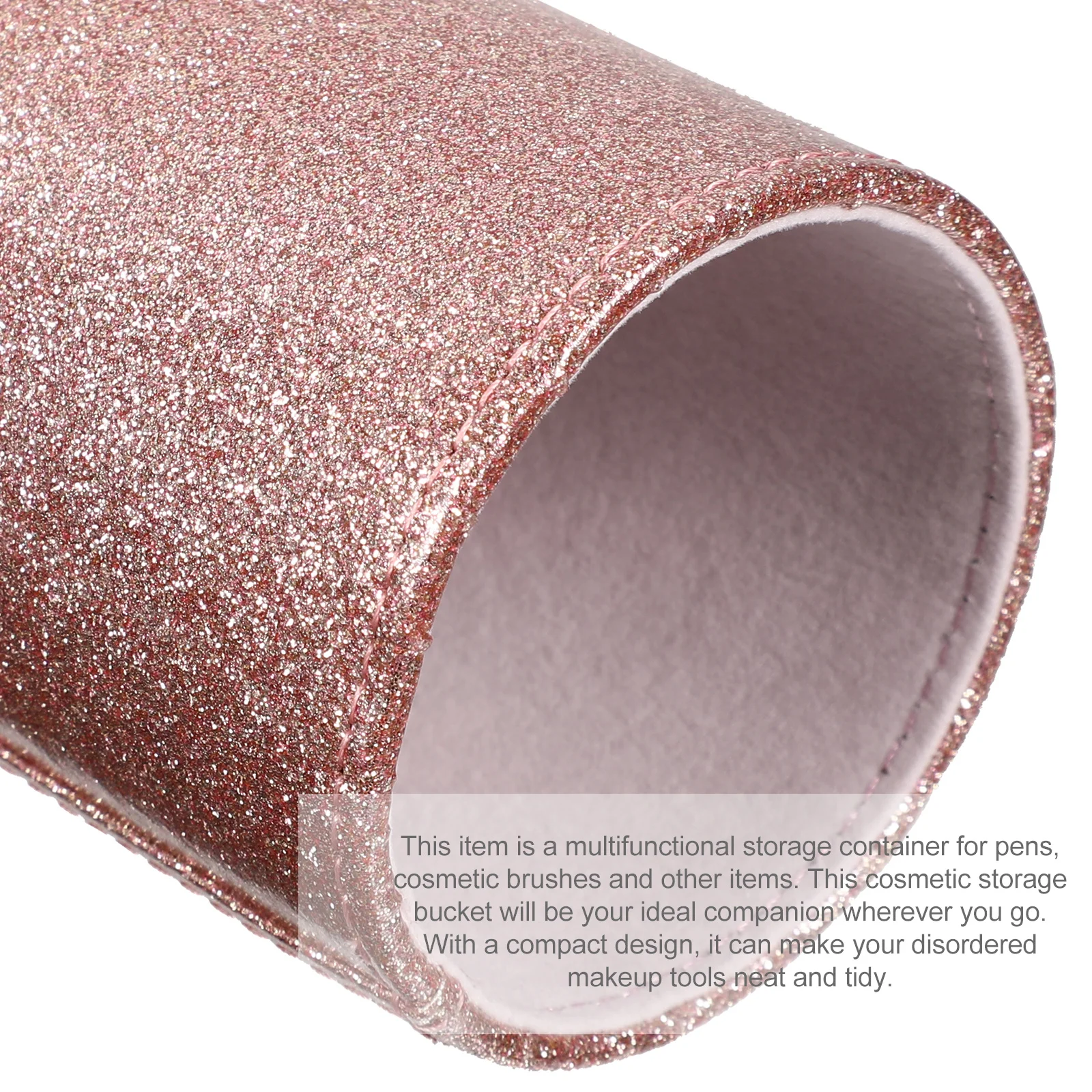 

PU Rose Gold Brush Storage Bucket Pen Holder Lightweight Portable Makeup Organizer for Travel Vanity Desk