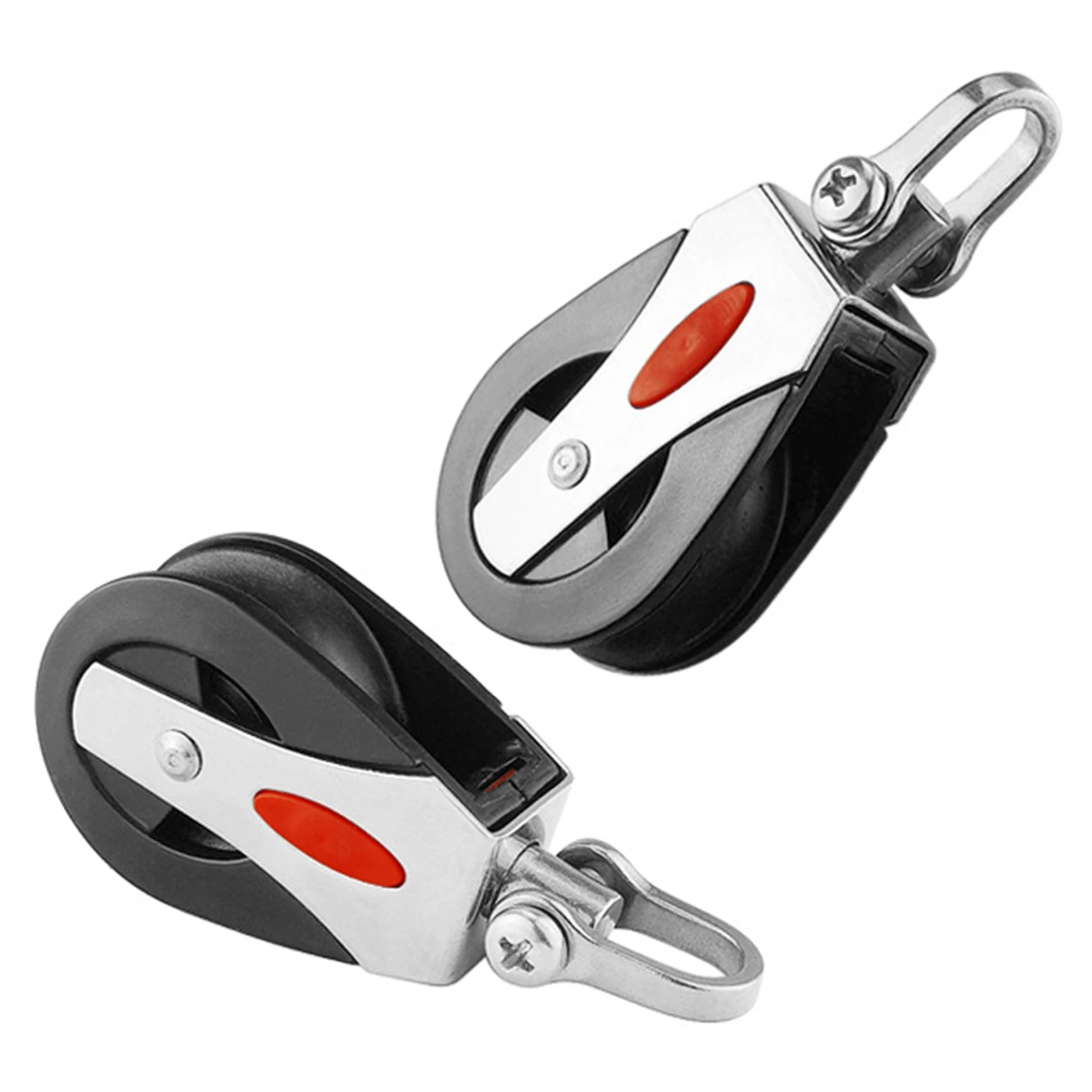 

2Pcs 316 Stainless Steel 1500Lbs Load Sheave Block Universal Head Single Pulley Swivel Sail-boat Plain Bearing Block Rope Runner