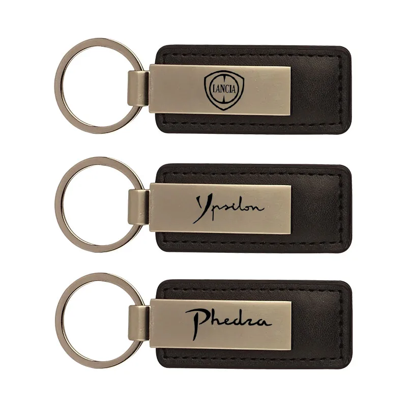 New leather metal car key chain keychain car key ring for For Lancia Delta III Musa Thesis Voyager Ypsilon 843 car Accessories