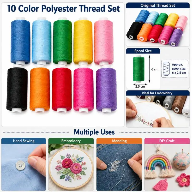 10 Stück/Packung Nähgarn, 402 handgemachtes DIY-Nähgarn, tragbar für das Nähen zu Hause. – Detail 5