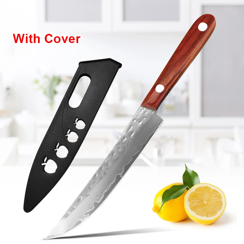 Damascus Knife Wooden Handle Damascus Steel Paring Knife Cleaver Meat Vegetables Slicing Kitchen Knives Chef Boning Fruit Knife