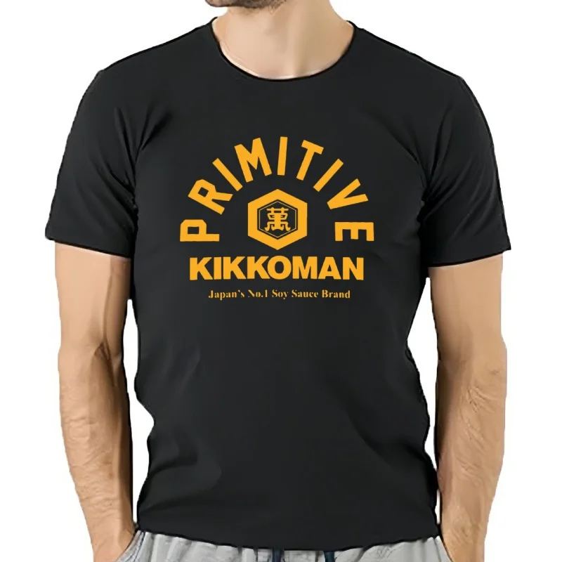 KIKKOMAN-Camiseta de algodón con estampado de salsa de soja para hombre, camisa de compresión de moda coreana