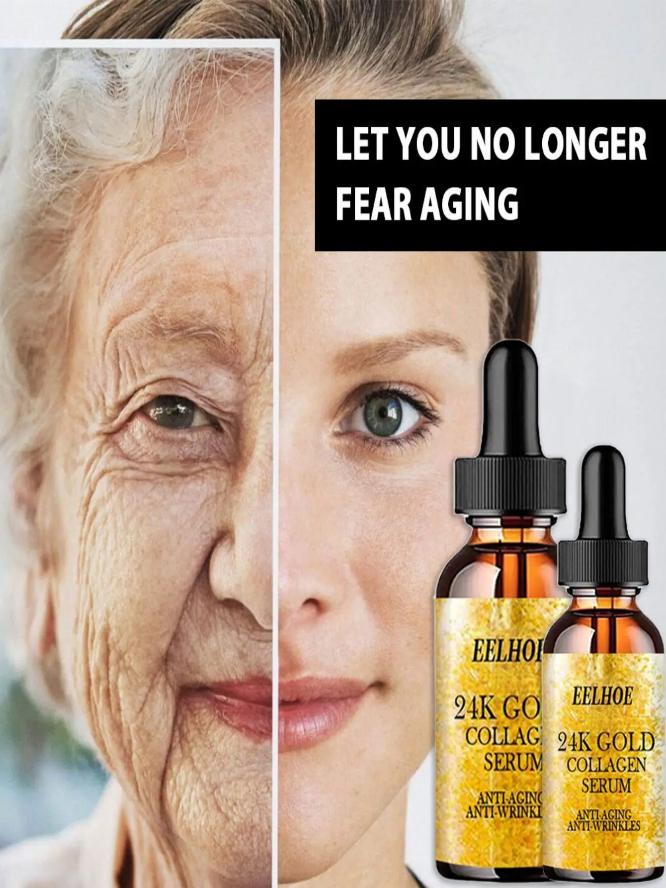 24k Gold Collagen Serum removes dark spots and acne, improves facial scars, brightens skin and rejuvenates skin