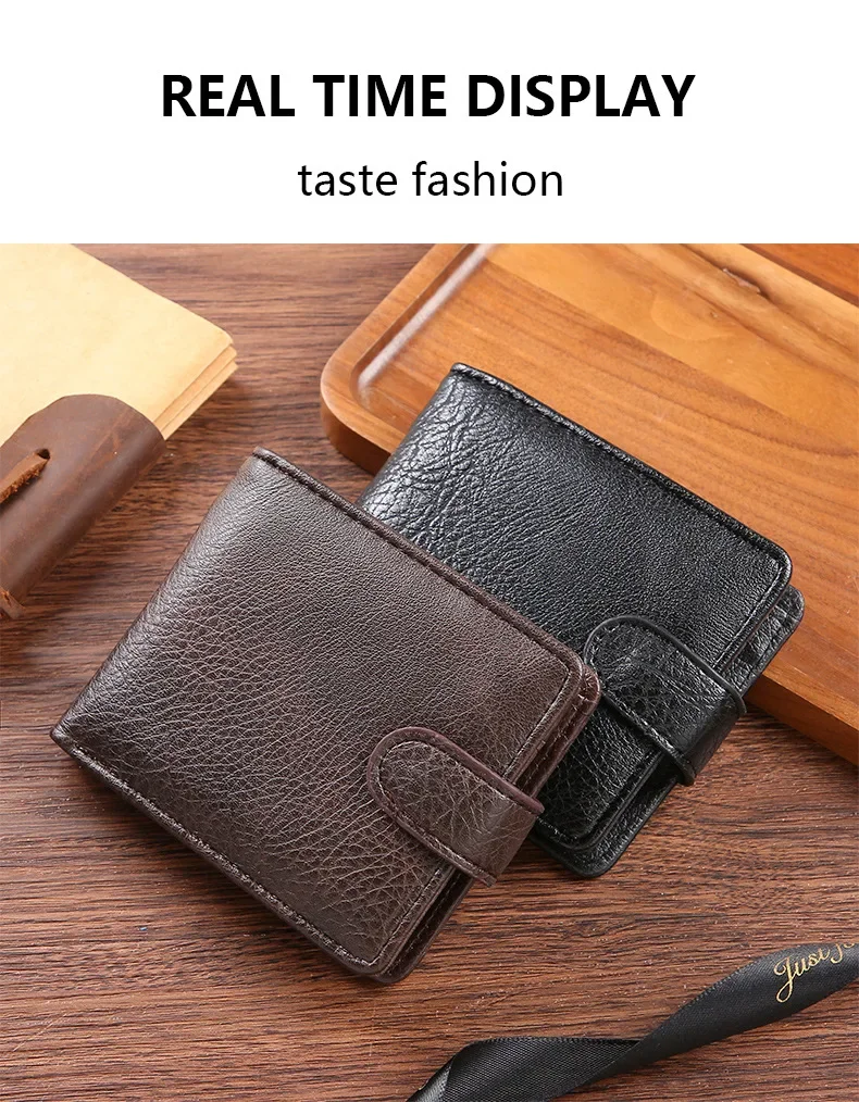 Casual Wallet For Men Leather Short Hasp Man Wallets Durable Coin Pouch Male Slim Bifold Photo ID Card Holders Purse Money Clip