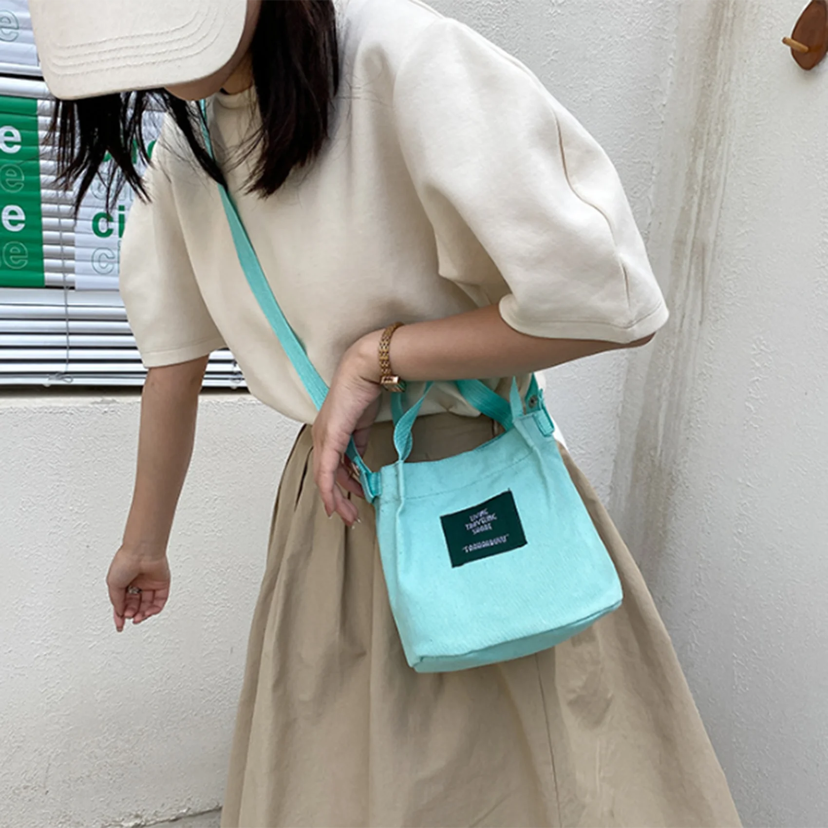 2023 Mini damskie płócienne torby Crossbody koreańskie Mini torba studencka pokrowce na telefon komórkowy proste małe torby typu Crossbody swobodne