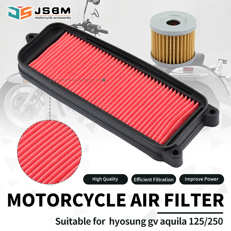 

JSBM Motorcycle Accessories Air Filter Oil Filters For Hyosung GV125 GV125M GV250 Aquila 2000 2001 2002 2003 2004 2005 2006-2016