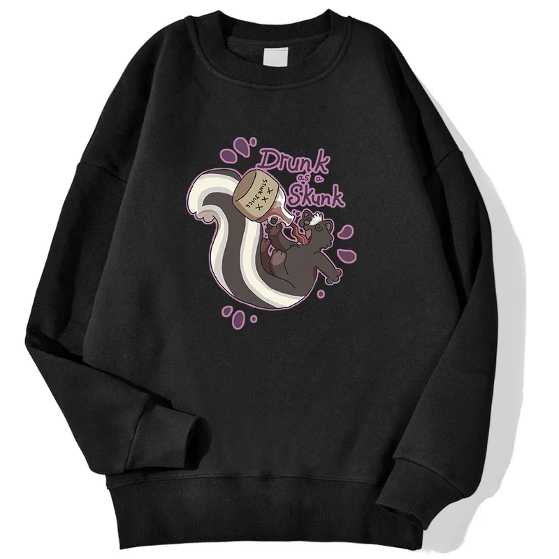 

Drunk As A Skunk Stinky Prints Male Pullovers Autumn Winter Fashion Hoodies Loose Crewneck Sweatshirts Warm Comfortable Clothing