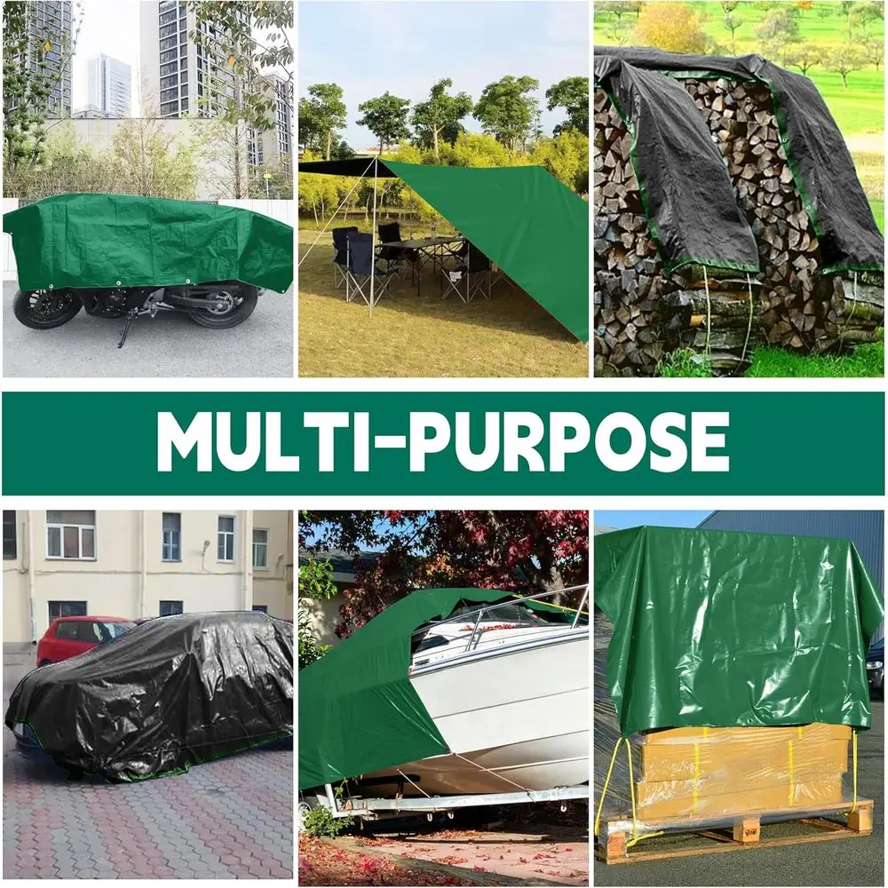 Heavy-Duty Waterproof 10 Mil UV-Resistant Tarps, 15x25ft, with Reinforced Edges and Grommets, Ideal for Camping, Pools, Car Cove