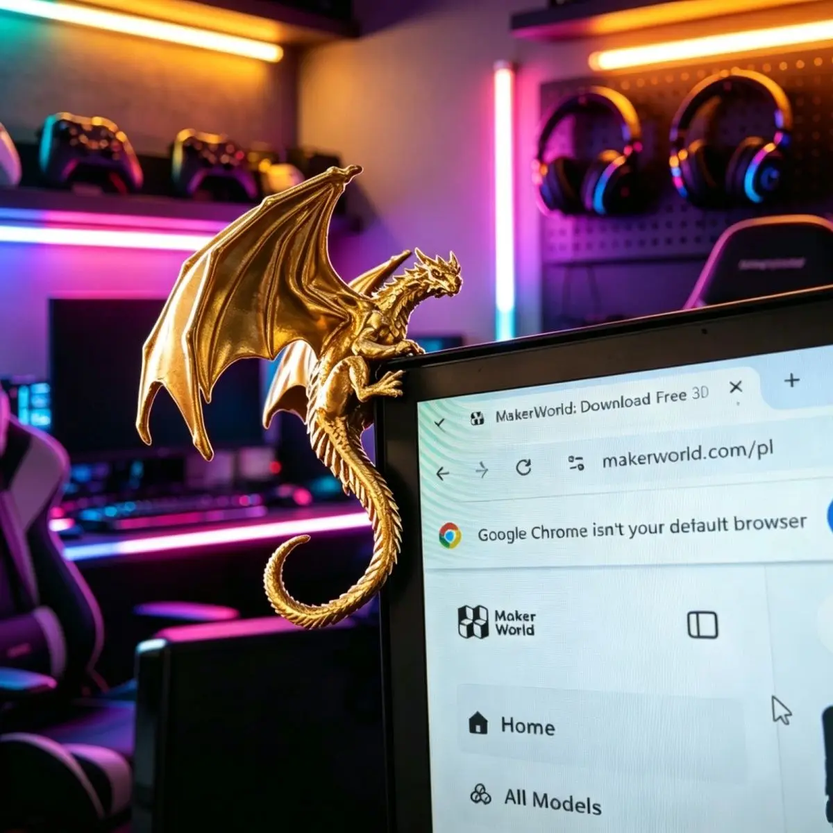 Cool Dragon Lying Figure Monitor Decor Ornament Unique Gaming Desktop Accessory for Esports Setup