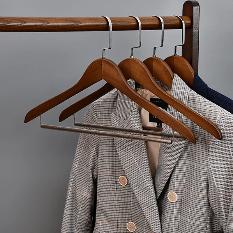 Cloth hanger wood Suit Hangers with Non Slip shoulder and Pants Bar hanging Shirts Jackets Dress Pants antique clothing rack