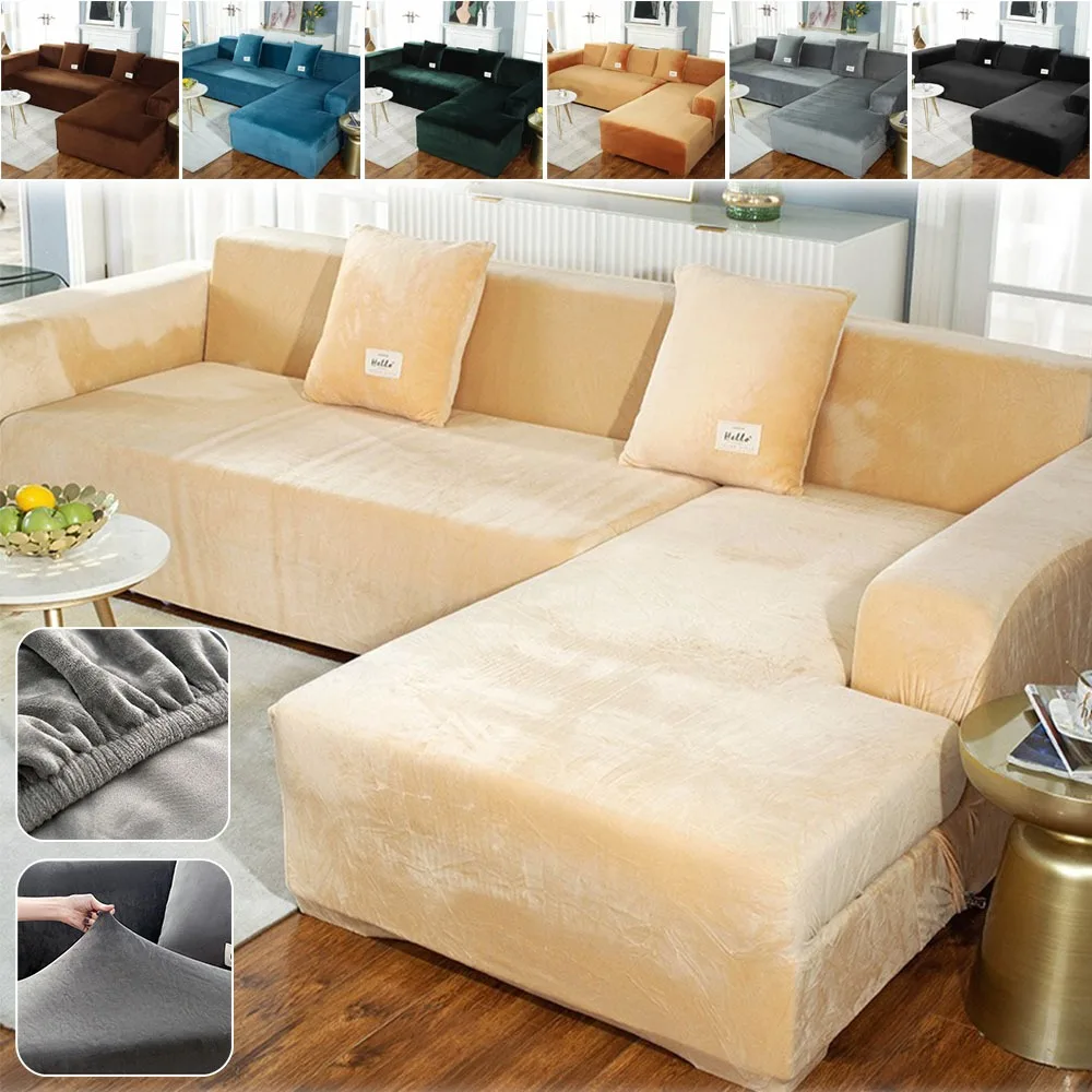 Velvet Thicken Comforts Sofa Cover for Living Room Couch Covers Set Armchair Cover  1/2/3/4 Seater and L Shape Seat Slipcovers