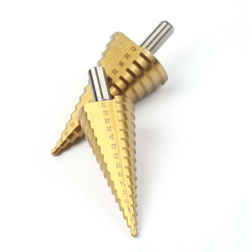 1Pcs 4-32 4-42 mm HSS Titanium Coated Step Drill Bit Drilling Power ToolsMetal High Speed Steel Wood Hole Cutter Step Cone Drill