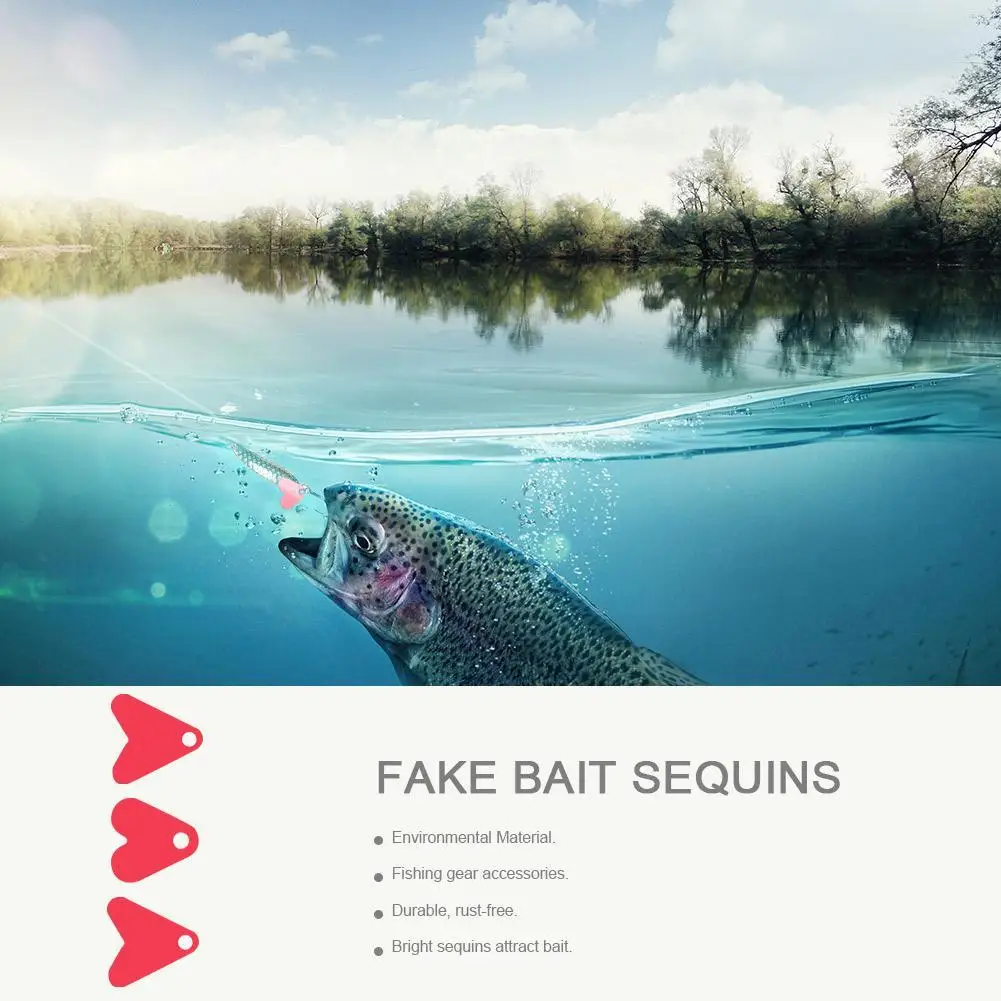 15/17/22mm 100pcs Red Heart Sequin Attracting Fishes Plastic Dummy Bait Bait Hook Sequin DIY Fishing Lure Accessories