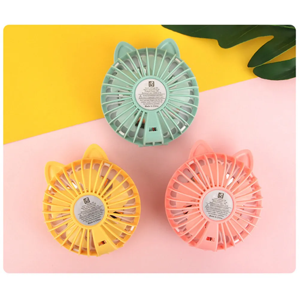 USB Portable Fan 3-Speed Quiet Rechargeable Mini Fan with LED Atmosphere Light for Office Home Travel